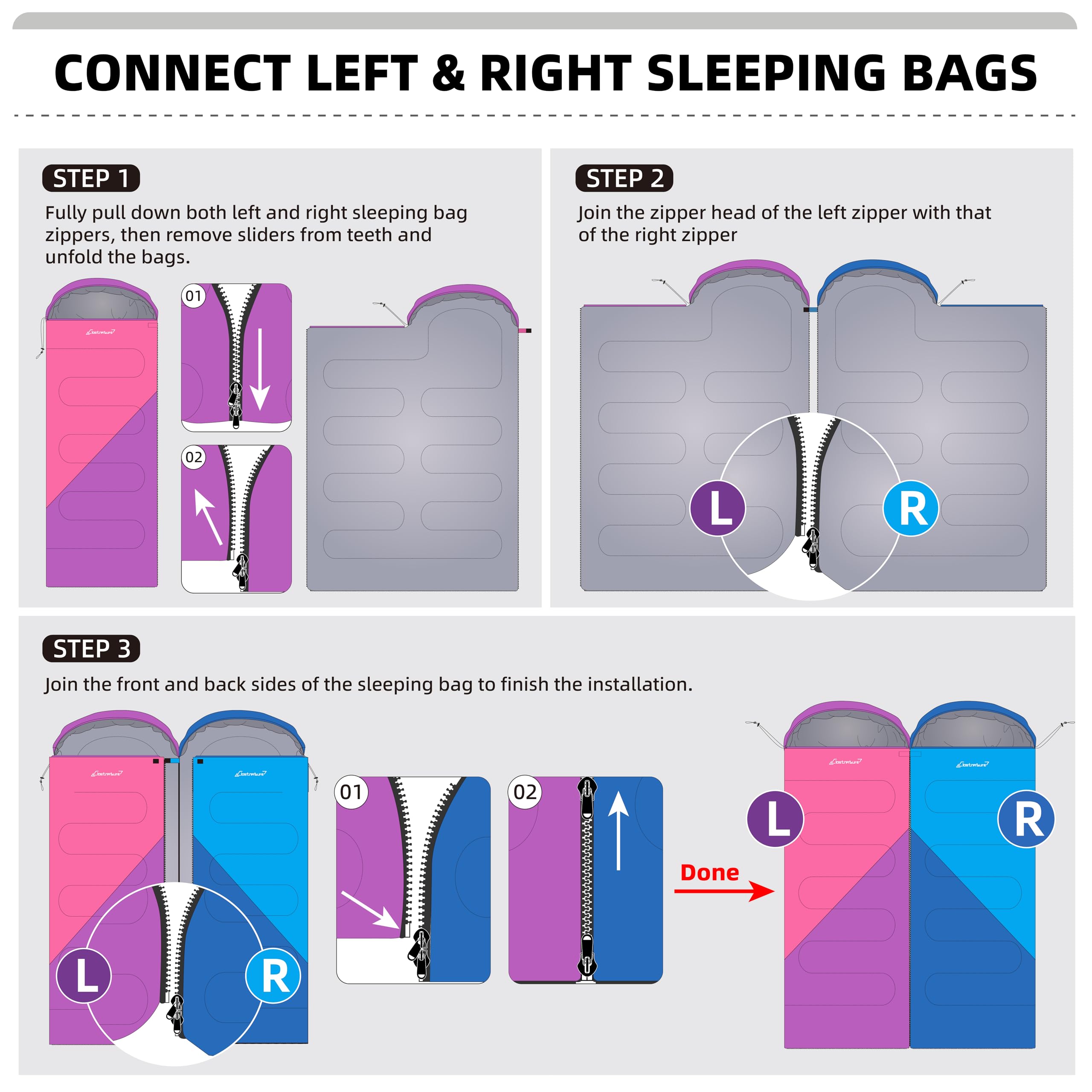 Clostnature Sleeping Bag For Adults And Kids - Lightweight Camping Sleeping Bag For Girls, Boys, Youths, Ultralight Backpacking