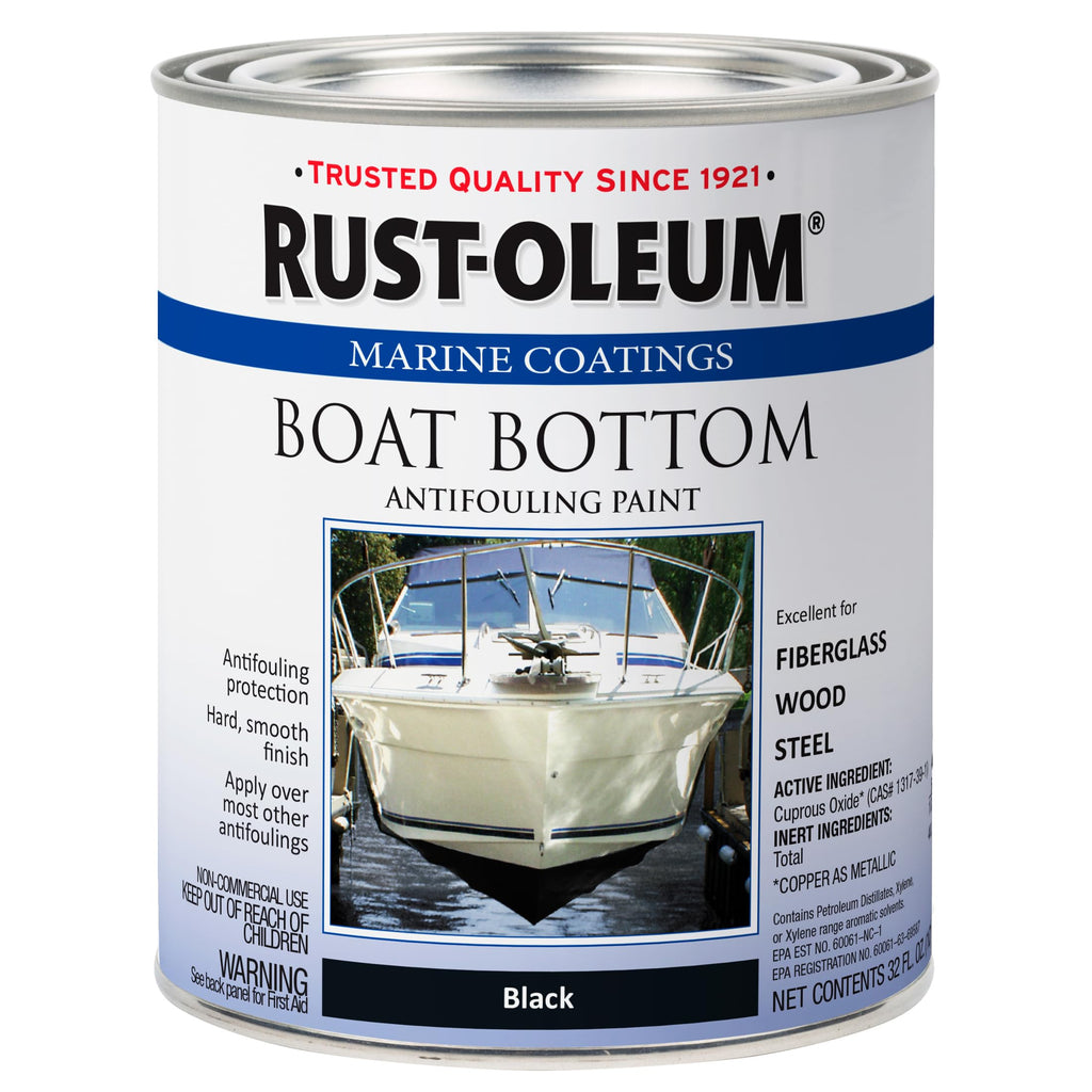 Rust-Oleum Available 207012 Marine Flat Boat Bottom Antifouling Enamel Paint, 1-Quart, Black, (Pack Of 1), 32 Fl Oz