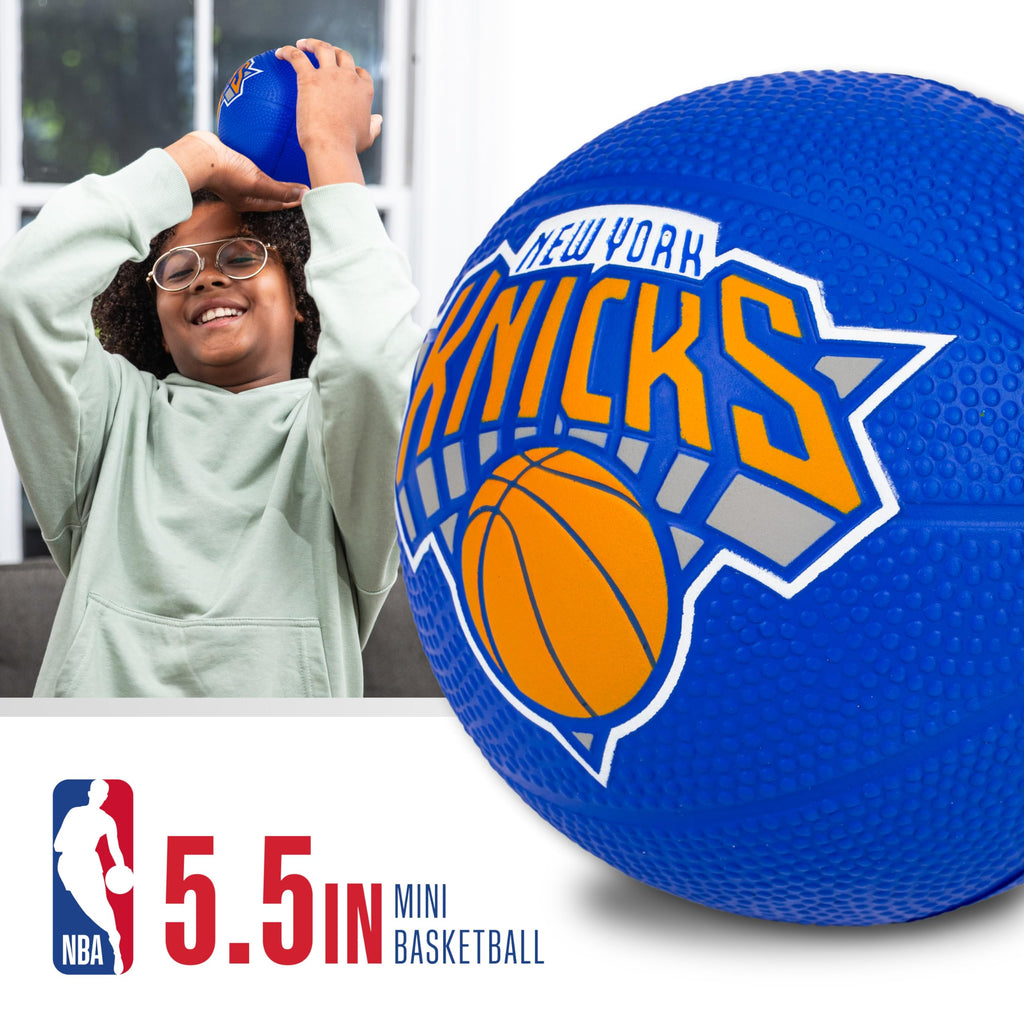 Franklin Sports Nba New York Knicks Mini Foam Basketball - Kids 5.5'' Inch Toy Basketball For Over The Door + Mini Indoor Hoops