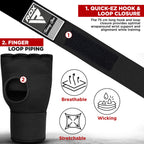 Rdx Training Boxing Inner Gloves Hand Wraps Mma Fist Protector Bandages Mitts,Black,Large