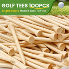 Wingolfer Golf Tees, 100 Packs Of 3 1/4 Inch Golf Tees, Professional Natural Bamboo Golf Tees, Durable & Stable Professional Tee