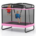 GYMAX Trampoline for Kids, 70    Toddler Rebounder with Detachable Swing, Horizontal Bar & All-Round Enclosure Net, ASTM Approve