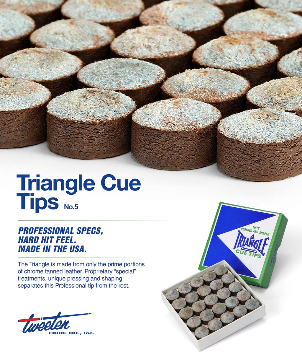 Tweeten Triangle Billiard Pool Cue Tips - 1 Box - 50 Tips - Choose Your Size (13 Mm)