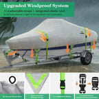 Uirway 1200D Waterproof 14-15.8Ft Boat Winter Cover, Heavy Duty Uv Resistant Thickened Fabric V Hull Bass Boat Cover With Reflec