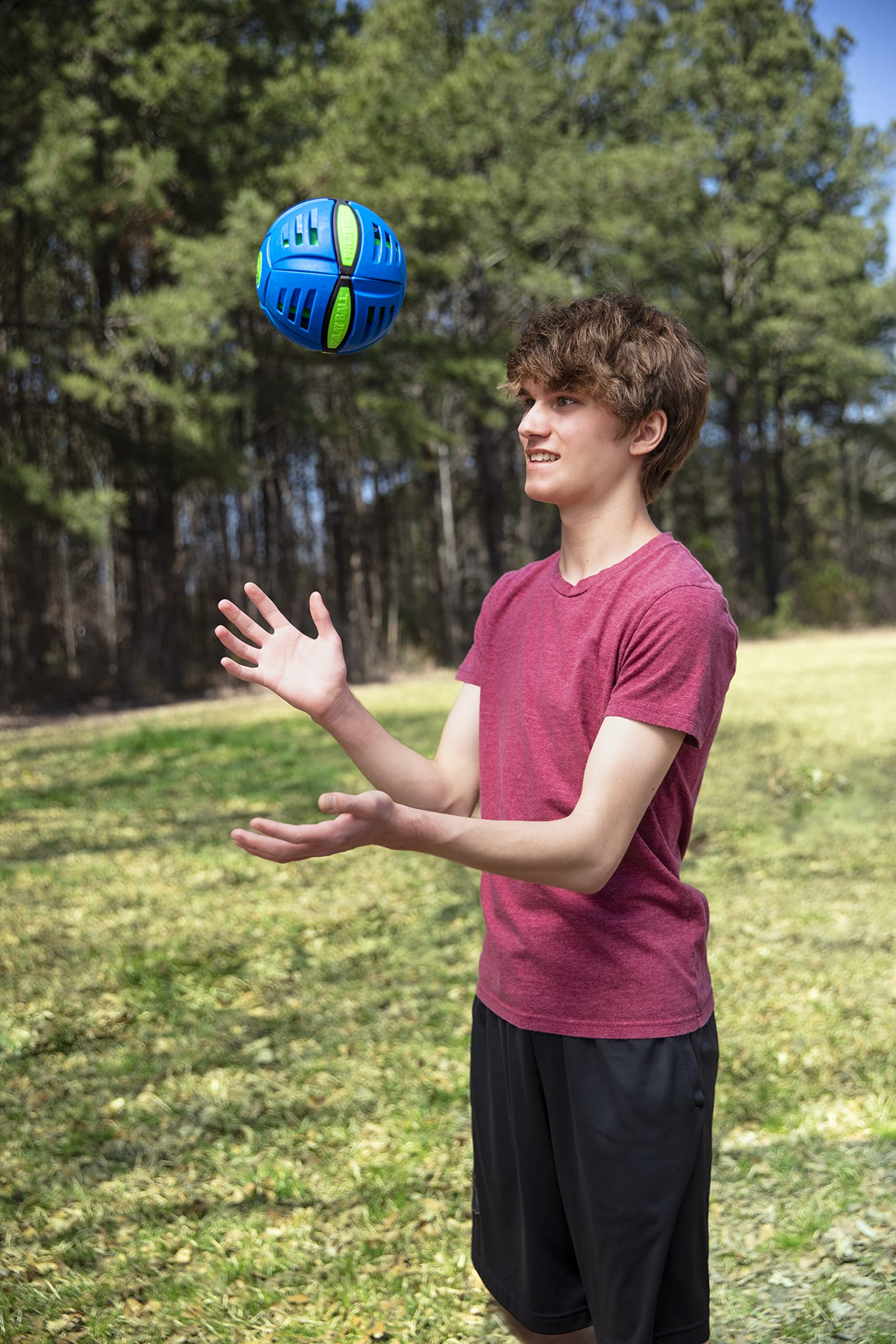 WAHU Phlat Ball Classic Flying Disc Toy for Kids Ages 5+, Collapsible Time Delay Frisbee, Red