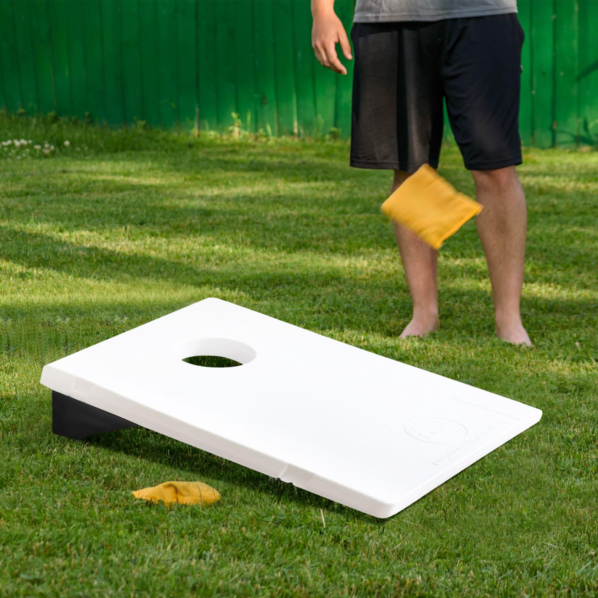 Driveway Games All Weather Ez Carry Portable Bean Bag Cornhole Game Set For Indoor And Outdoor Use With 2 Target Boards And 8 Be