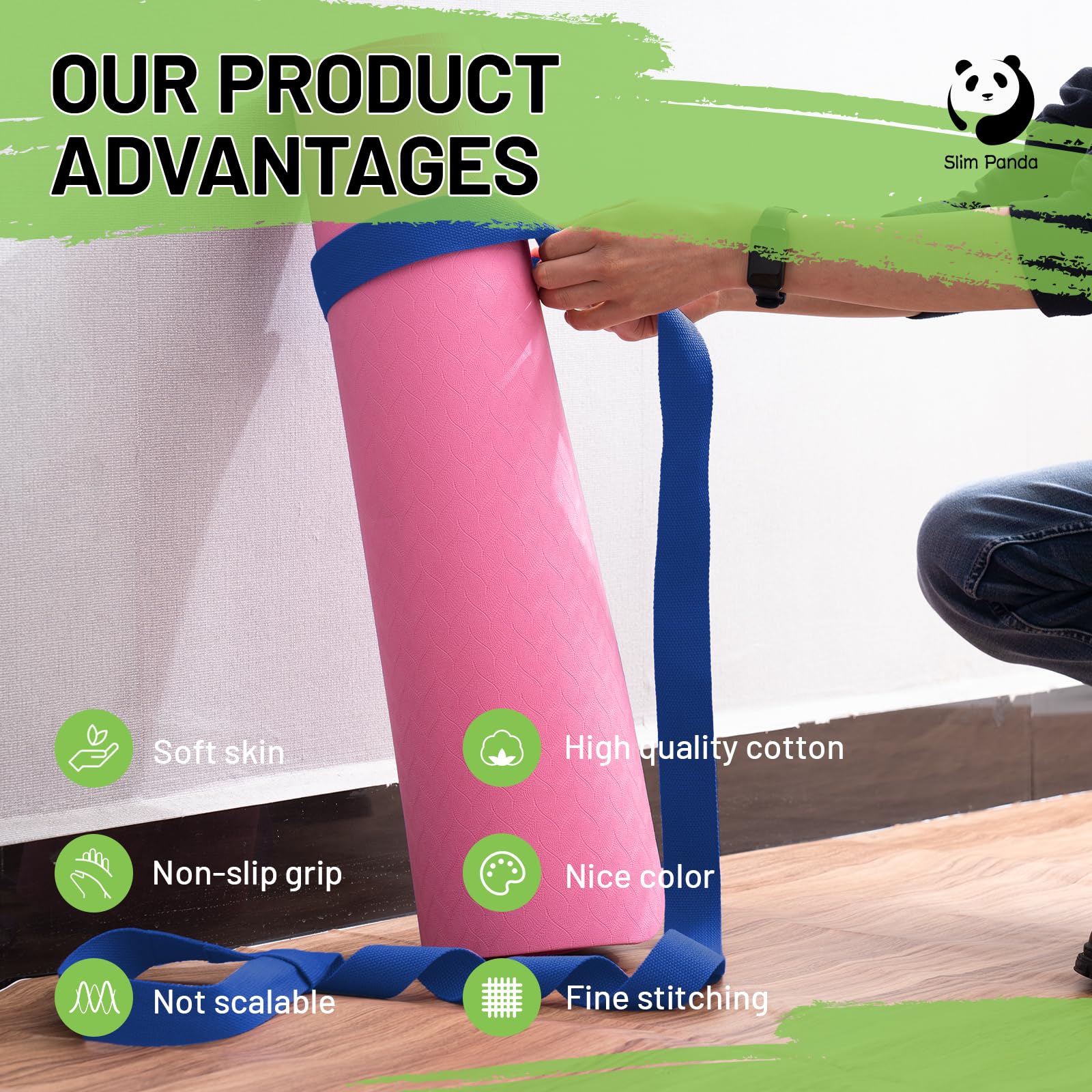 Slim Panda Yoga Mat Straps For Carrying,Adjustable Yoga Mat Carrier, Yoga Mat Sling(Yoga Mat Not Included)(Dark Blue)