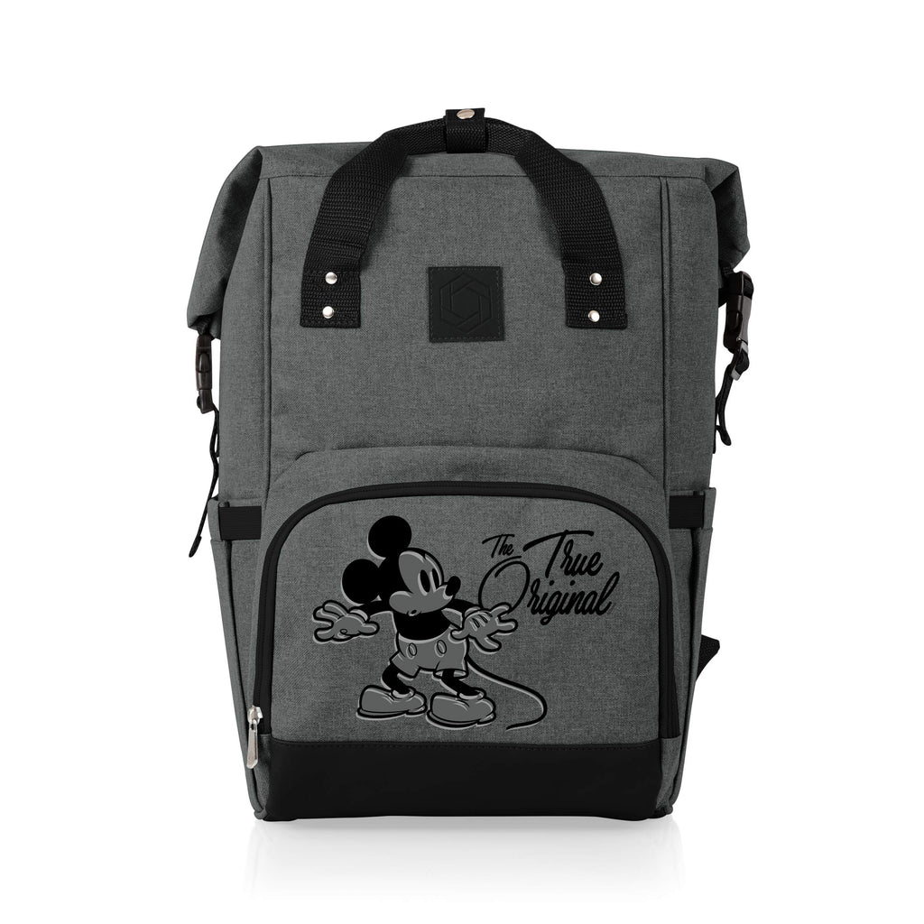 Picnic Time - Disney Mickey Mouse Otg Roll-Top Cooler Backpack, Hiking Backpack Cooler, Soft Cooler Bag, (Heathered Gray)