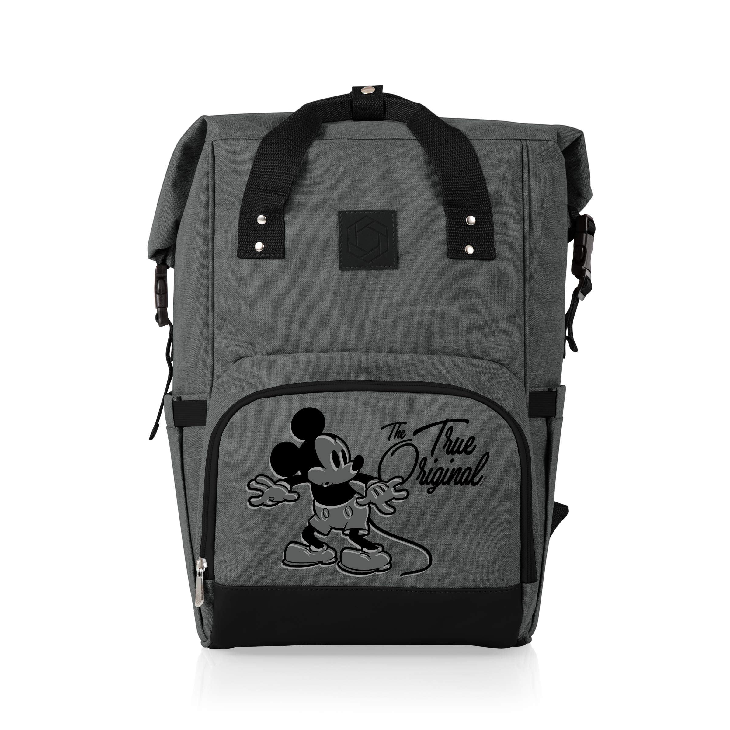 Picnic Time - Disney Mickey Mouse Otg Roll-Top Cooler Backpack, Hiking Backpack Cooler, Soft Cooler Bag, (Heathered Gray)