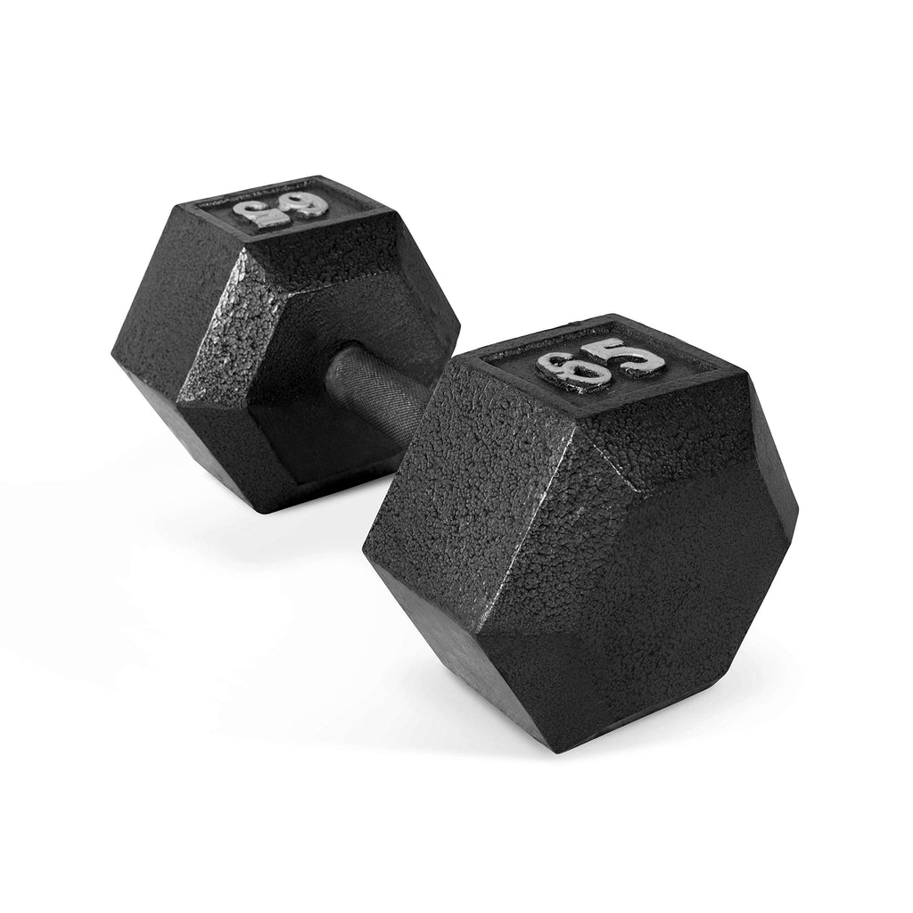 Cap Barbell Cast Iron Hex Dumbbell, Black, Single, 65 Lb