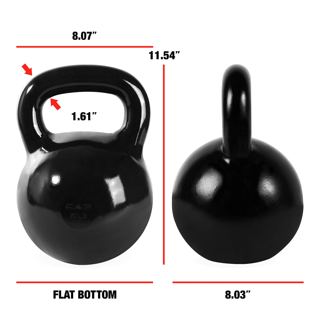 Cap Barbell Sdk2-080 Powder Coated Cast Iron Kettlebell, 80 Lb., Black