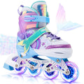 NEMONE Mermaid Inline Skates, 4 Sizes Adjustable Skates for Girls Kids with Light up Wheels, Indoor Beginner Outdoor for Kids Ag