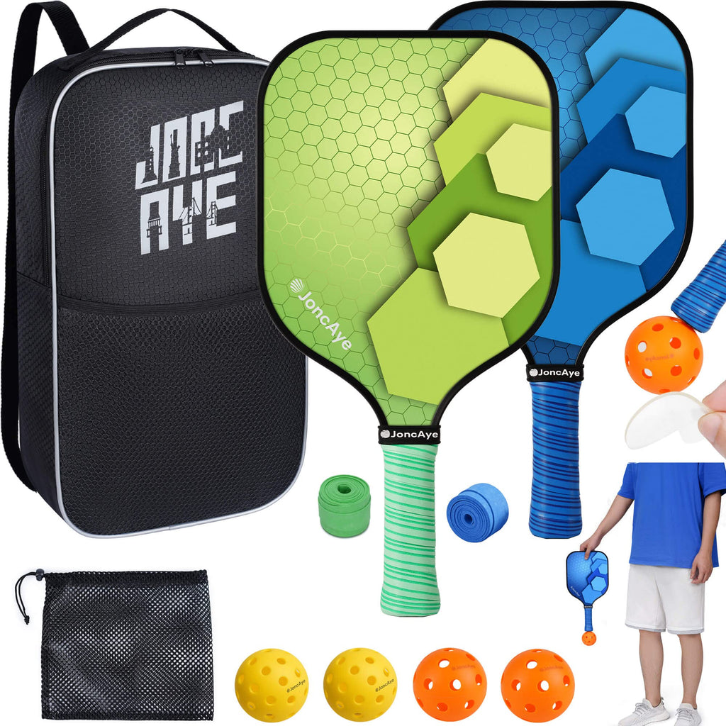 Pickleball-Paddles-Set-Of-2 Usapa Approved | Joncaye Pickleball Racquets With Indoor Outdoor Balls, Paddle Case, Lead Tape | Lig