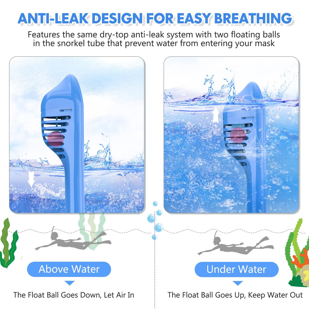 Ezire Kids Snorkel Mask Full Face, Snorkeling Gear For Kids 2-14 With Camera Mount, 180 Degree Panoramic View Snorkeling Set Ant