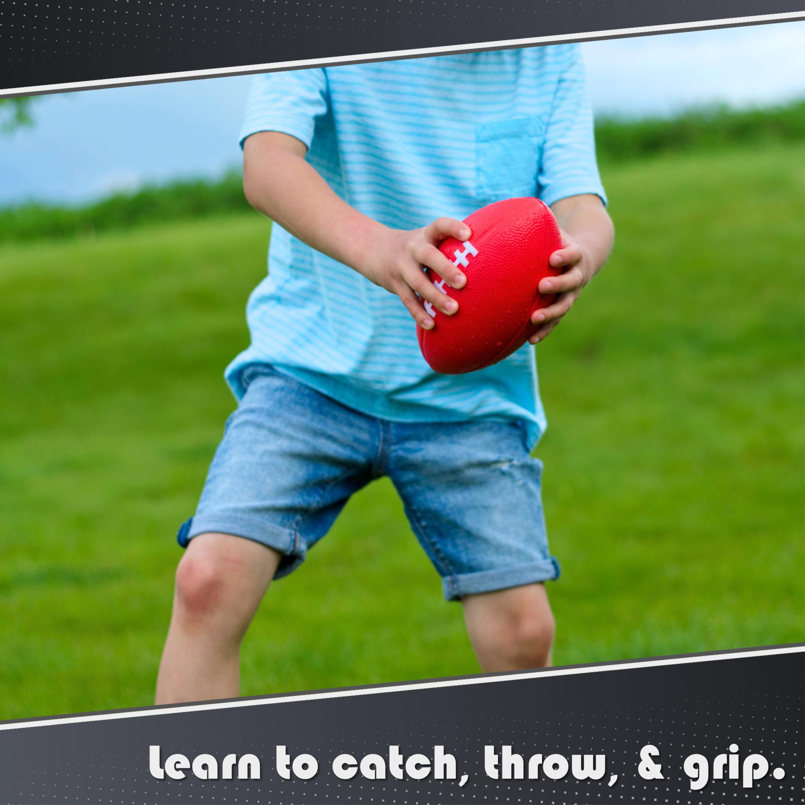 Lmc Products Kids Football 4 Pack - 7.25    Foam Footballs - Soft, Small Football - Colorful Mini Football For Kids - Includes G