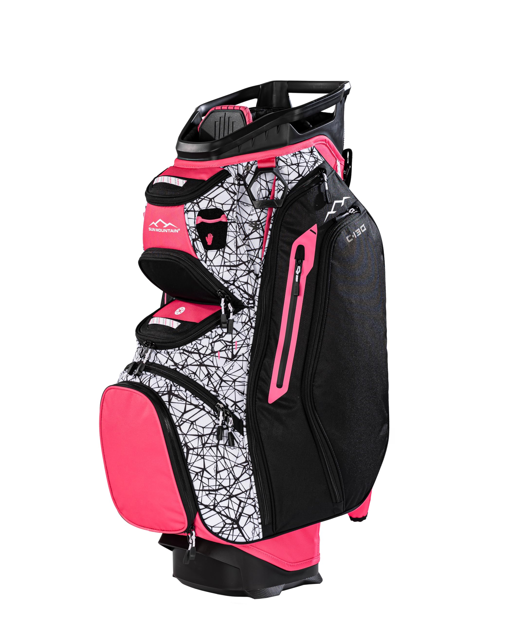 Sun Mountain Womens C130 Lightweight Cart Golf Bag, 14-Way Top, 2026 Model, Pink Black Abtract