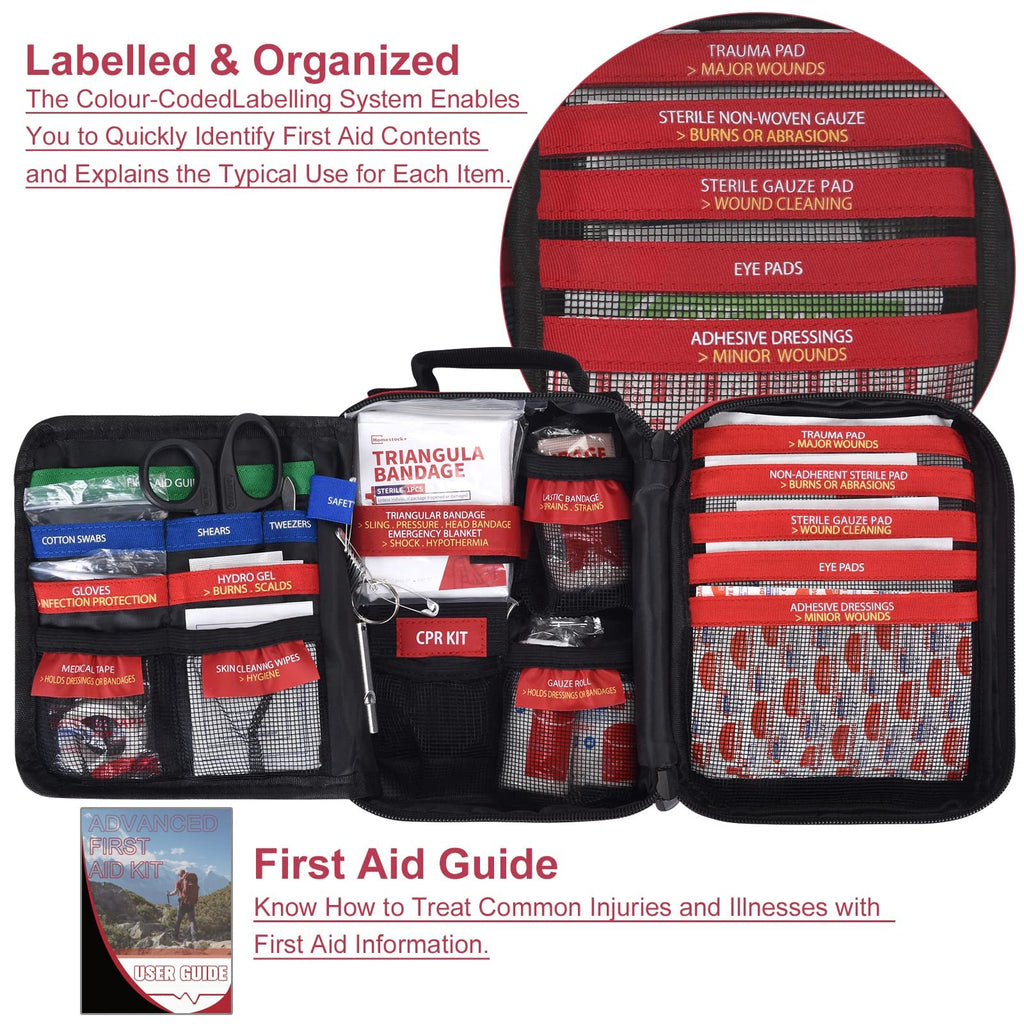 [New Upgrade] Professional First Aid Kits, First Aid Trauma Kit With Labelled Compartments Molle System For Car, Hiking, Backpac