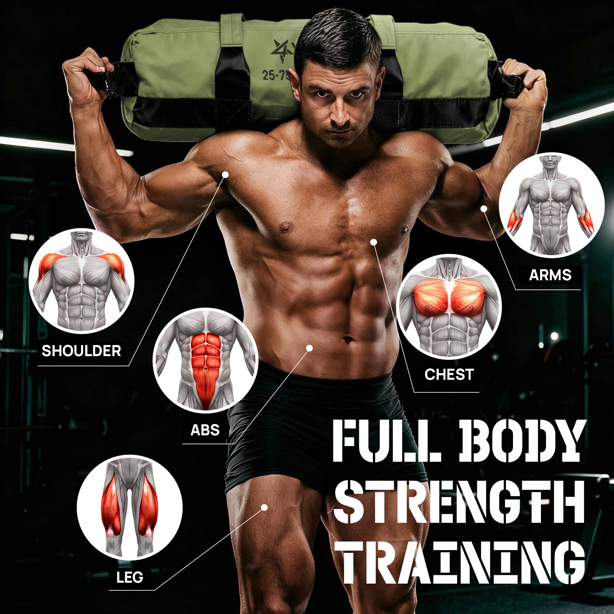 Yes4All Sandbags for Working Out, Unfilled Adjustable Sand Bags for Weight Training with Handles, Multiple Colors & Sizes 5-200l