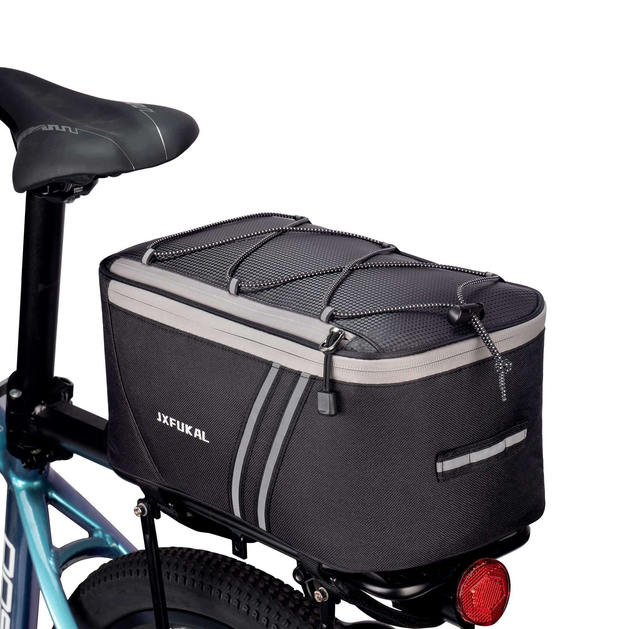 JXFUKAL Rear Bike Rack Bag with Rain Cover, 7L/9L/10L/12L Waterproof Bicycle Ebike Saddle Bag Cycling Pannier Trunk Carrier with