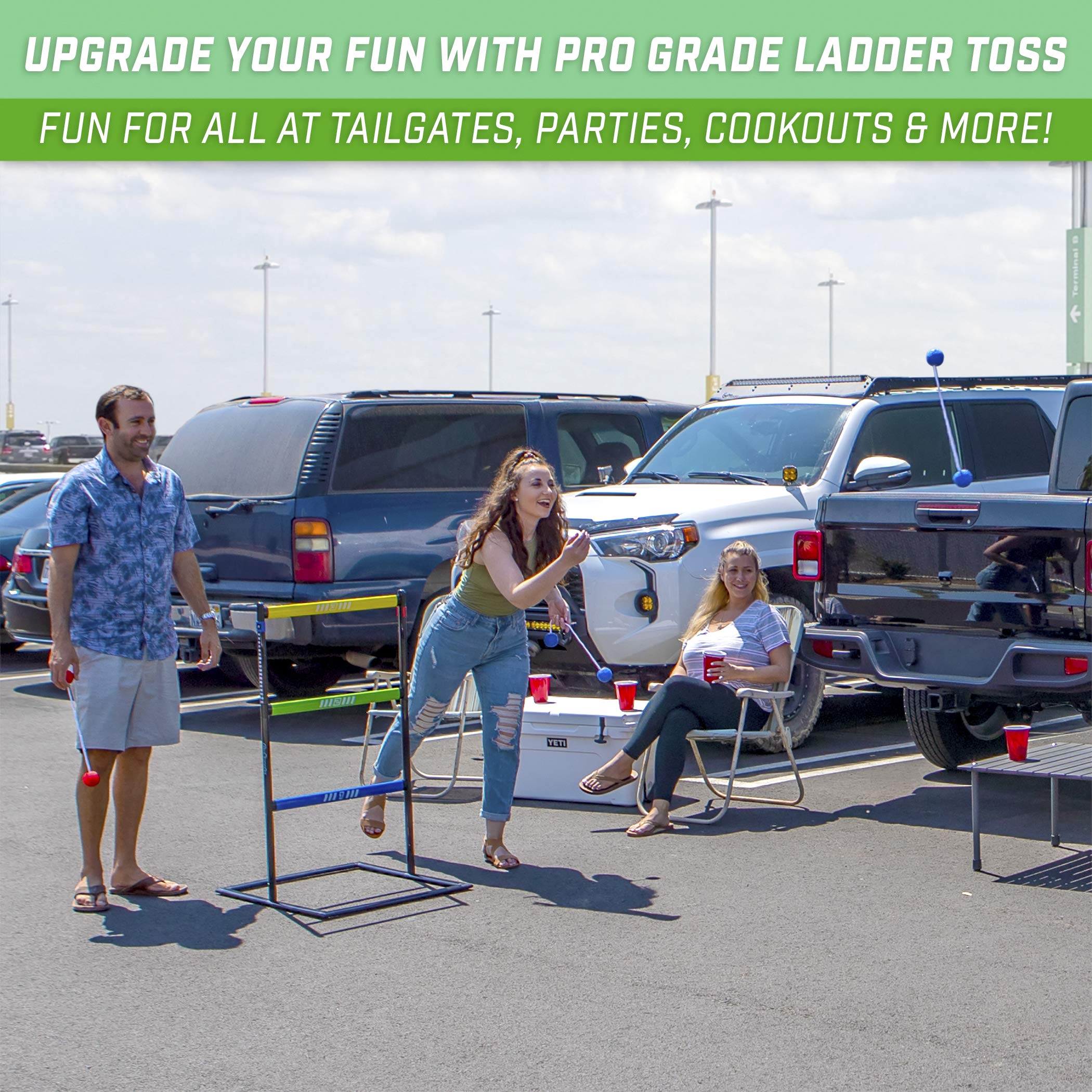 Gosports Pro Grade Ladder Toss Indoor/Outdoor Game Set With 6 Soft Rubber Bolo Balls, Travel Carrying Case
