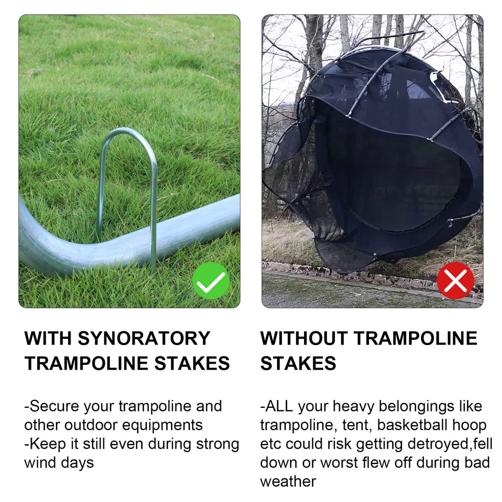 12Inch Trampolines Wind Stakes Heavy Duty U Type Sharp Ends Safety Ground Anchor Galvanized Steel For Soccer Goals, Camping Tent