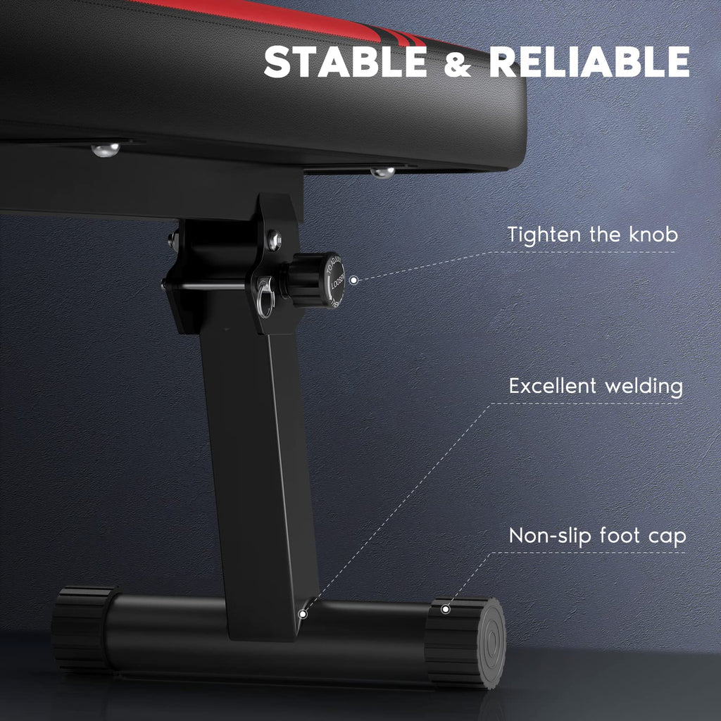 Flybird Flat Weight Bench Foldable 1000 Lbs Weight Capacity For Strength Training Bench Press, 45.3 Inches Long Workout Benches