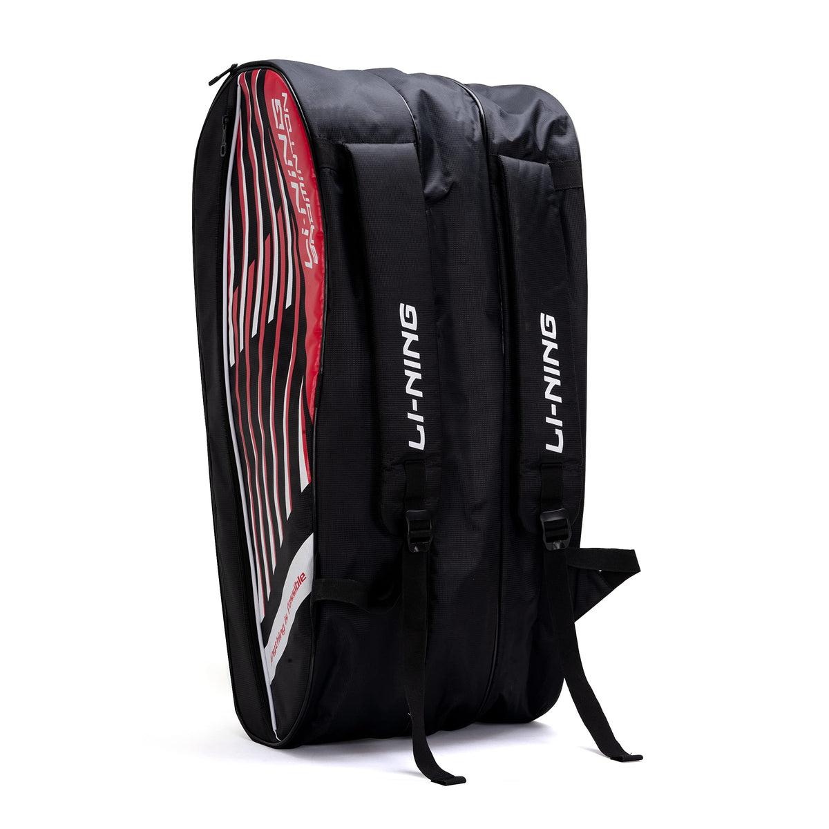 LiNing Flash Triple Zipper Polyester Badminton Kit Bag (Black, Large) | Easy  Access Compartments | Spacious | Unisex  Men, B