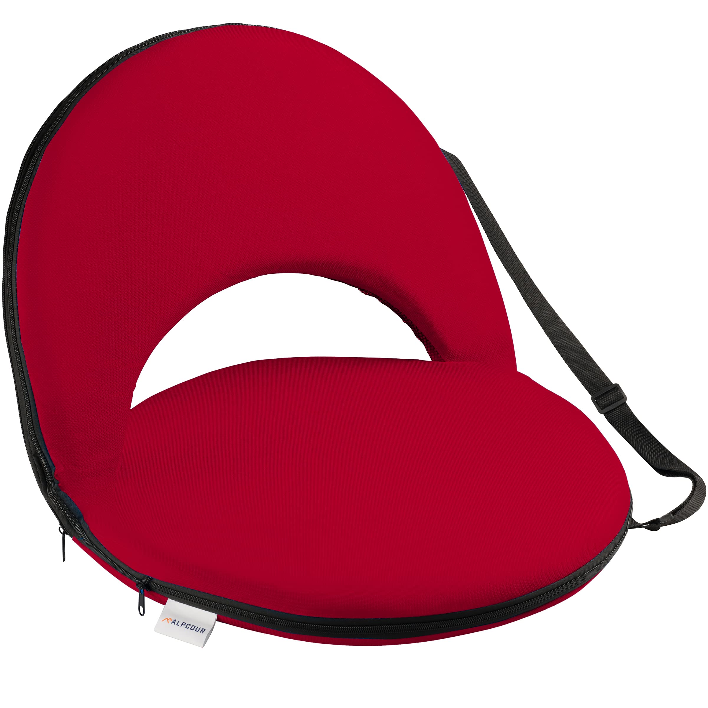 Alpcour Folding Stadium Seat - Deluxe Outdoor Camping Reclining Waterproof Cushion Chair For Bleachers - Best 6-Position Back Su