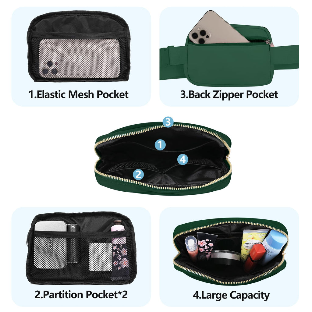 Vorolo Fanny Pack Christmas Gift For Women And Men Crossbody Bag Belt Bag Bum Bag With Adjustable Strap For Sportsdeep Green