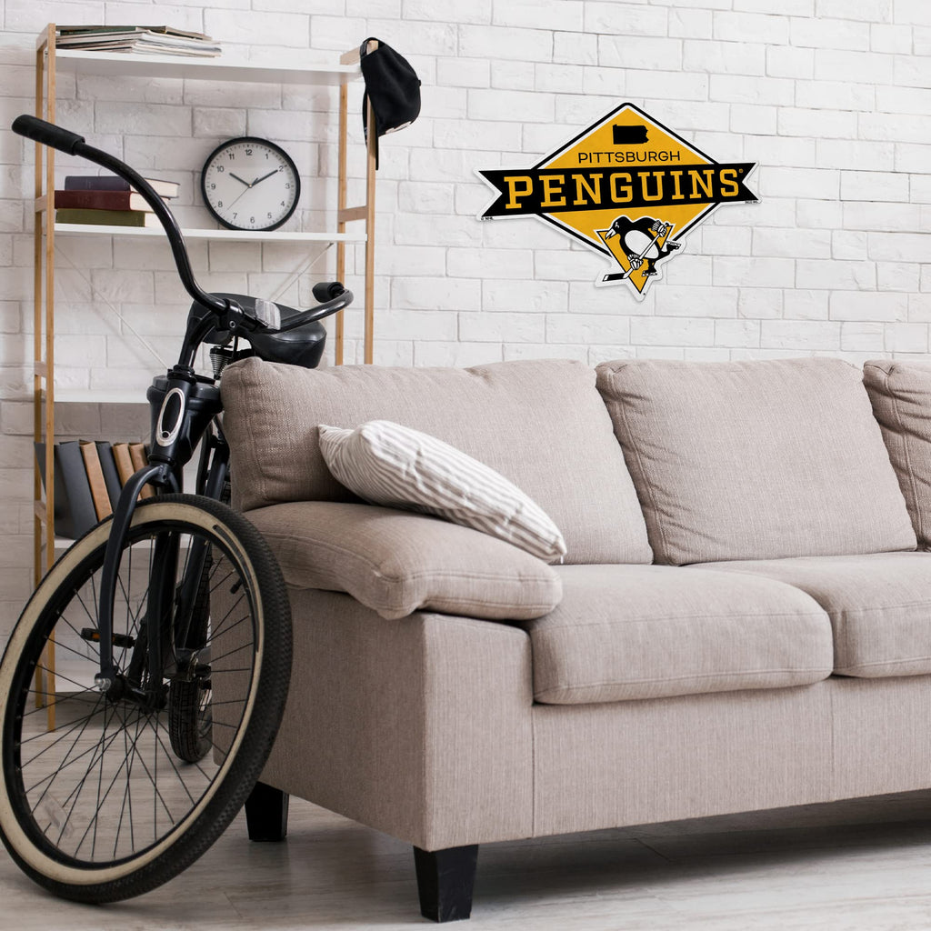 Rico Industries Nhl Pittsburgh Penguins Diamond Shape Cut Pennant - Home And Living Room D  Cor - Soft Felt Ez To Hang