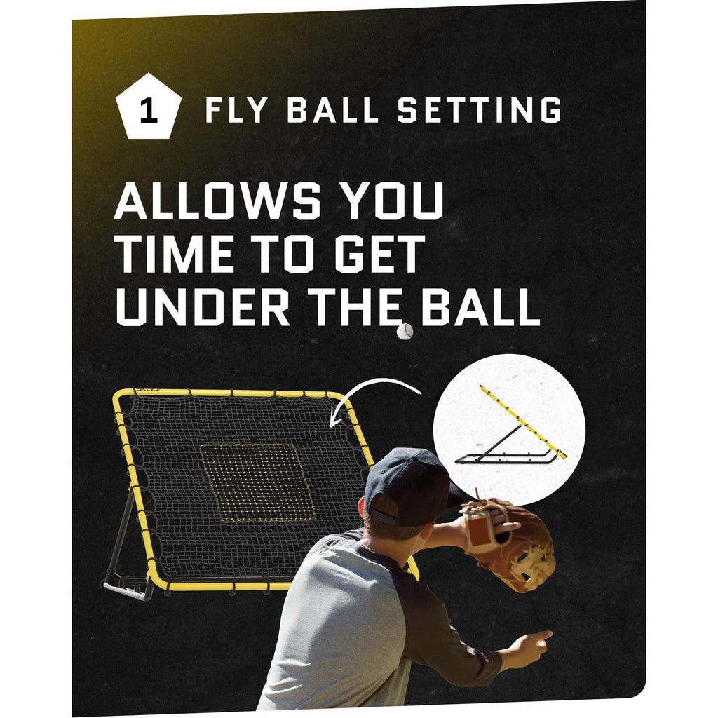 SKLZ Fielding Trainer - Baseball & Softball Pitch-Back Rebound Net - Ground, Line Drive & Fly Ball Return Settings - 4 x 4.5-Foo