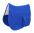 Challenger Horse English Quilted All-Purpose Fleece Padded Saddle Pad W/Pockets Blue 7289