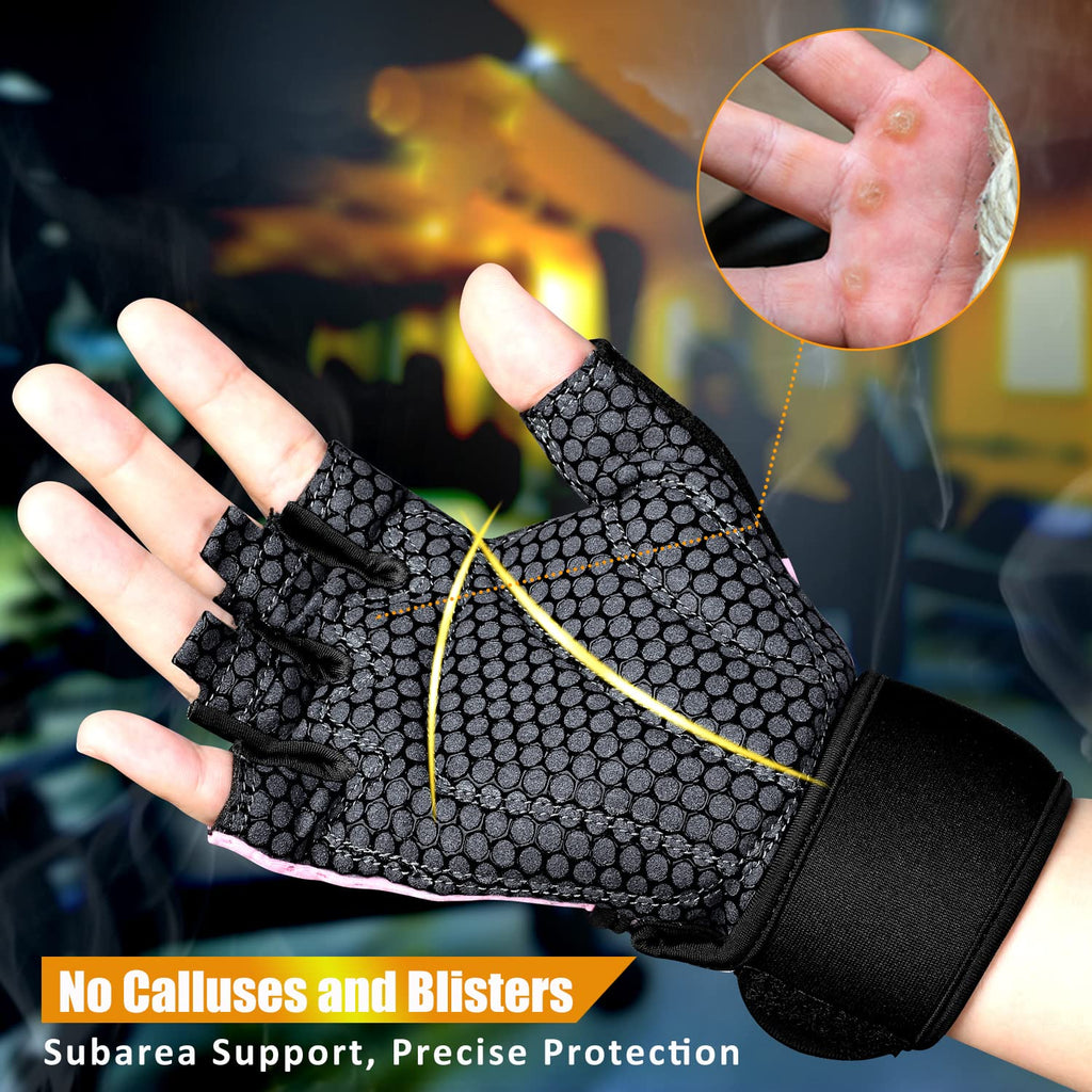 Ihuan Breathable Gloves With Wrist Support For Men And Women | Enhance Palm Protection | Extra Grip For Fitness, Weight Lifting,