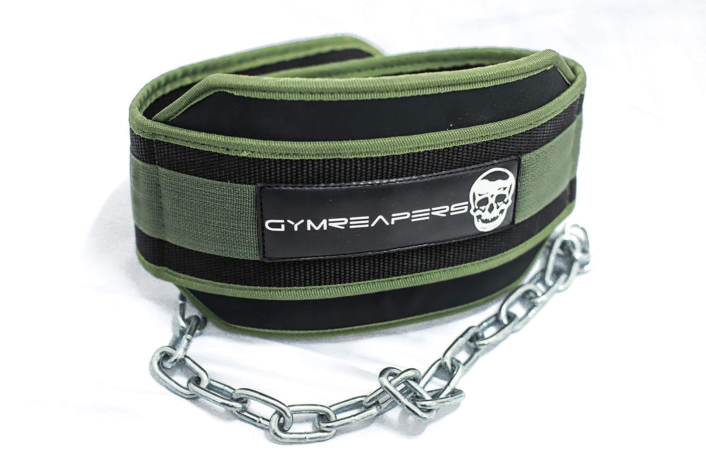 Gymreapers Dip Belt With Chain For Weightlifting, Pull Ups, Dips - Heavy Duty Steel Chain For Added Weight Training (Ranger Gree