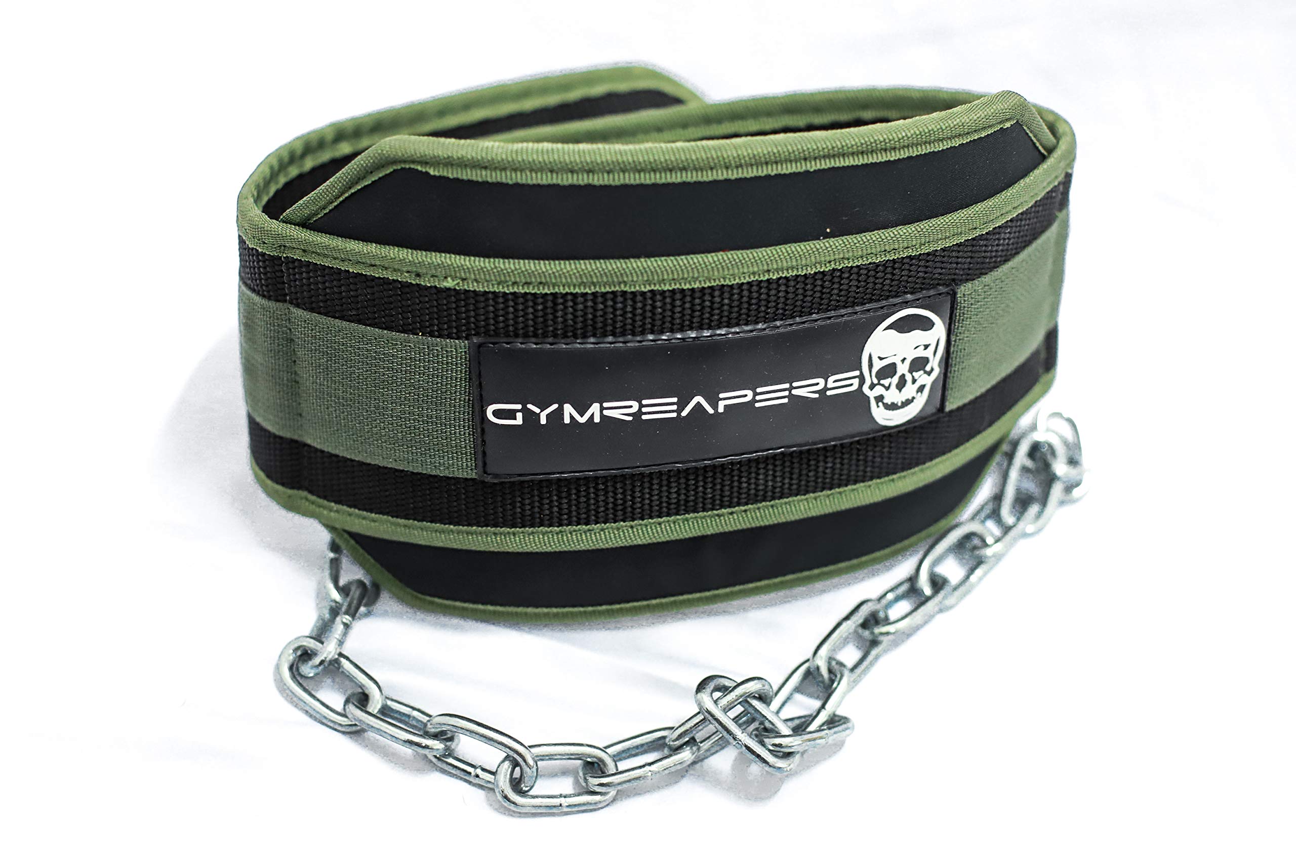 Gymreapers Dip Belt With Chain For Weightlifting, Pull Ups, Dips - Heavy Duty Steel Chain For Added Weight Training (Ranger Gree