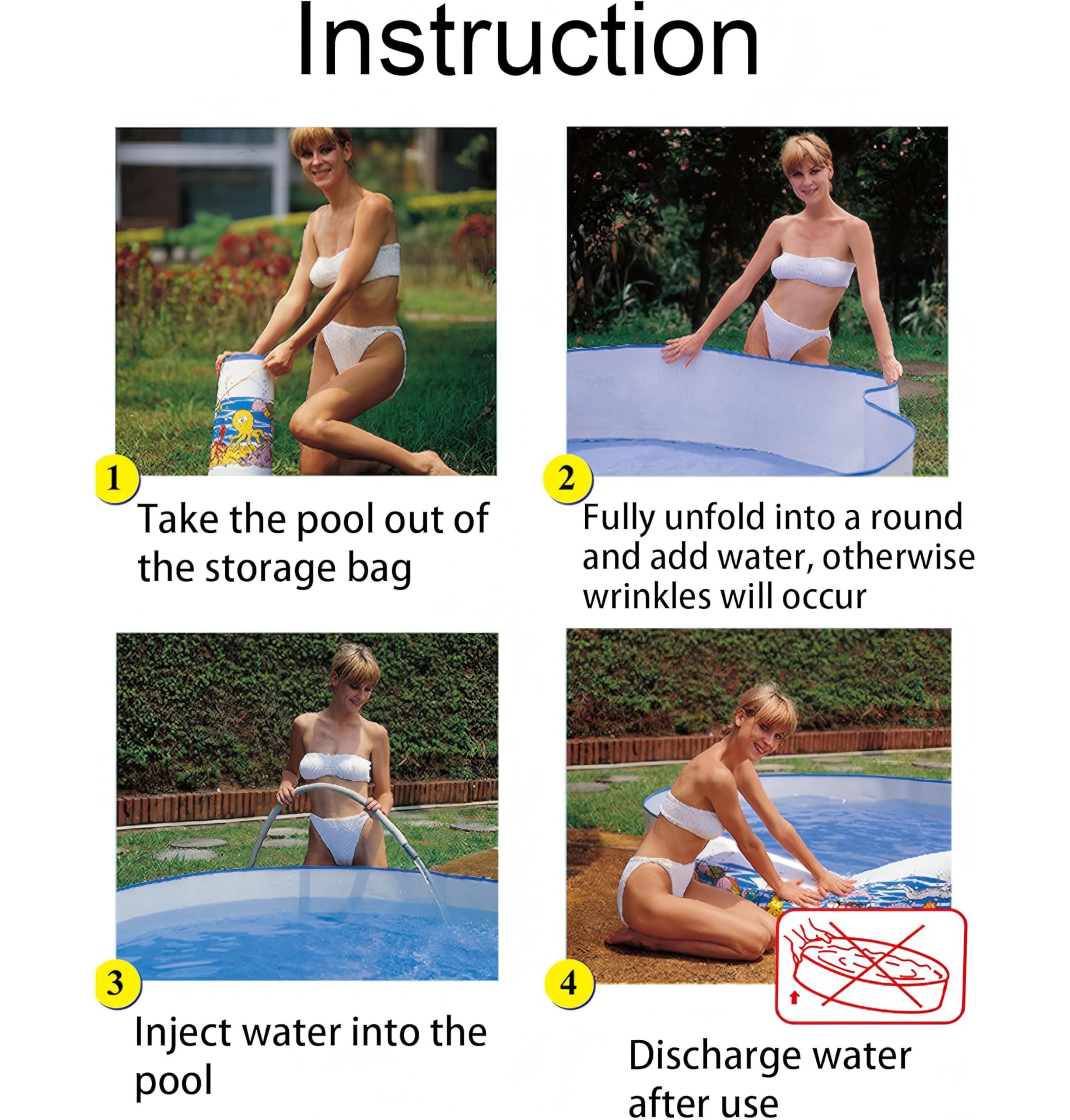 Nuwani Kiddie Pools - Round Plastic Pool For Kids, Toddler & Baby - Easy Non Inflatable Snapset Kid Pool - Large Collapsible Swi
