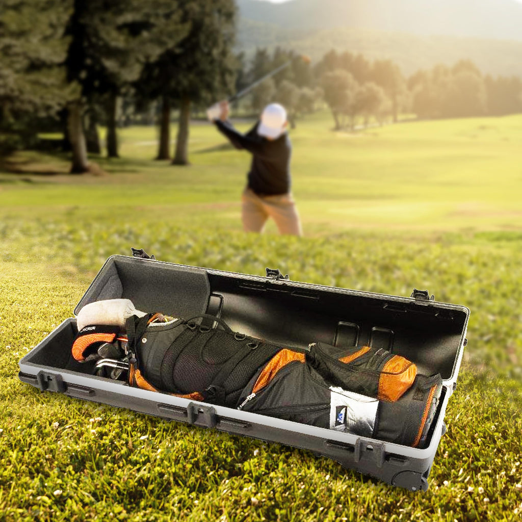 Skb Hard Shell Golf Bag, Ata Deluxe Travel Case W/ Wheels & Latches, 48'', Medium