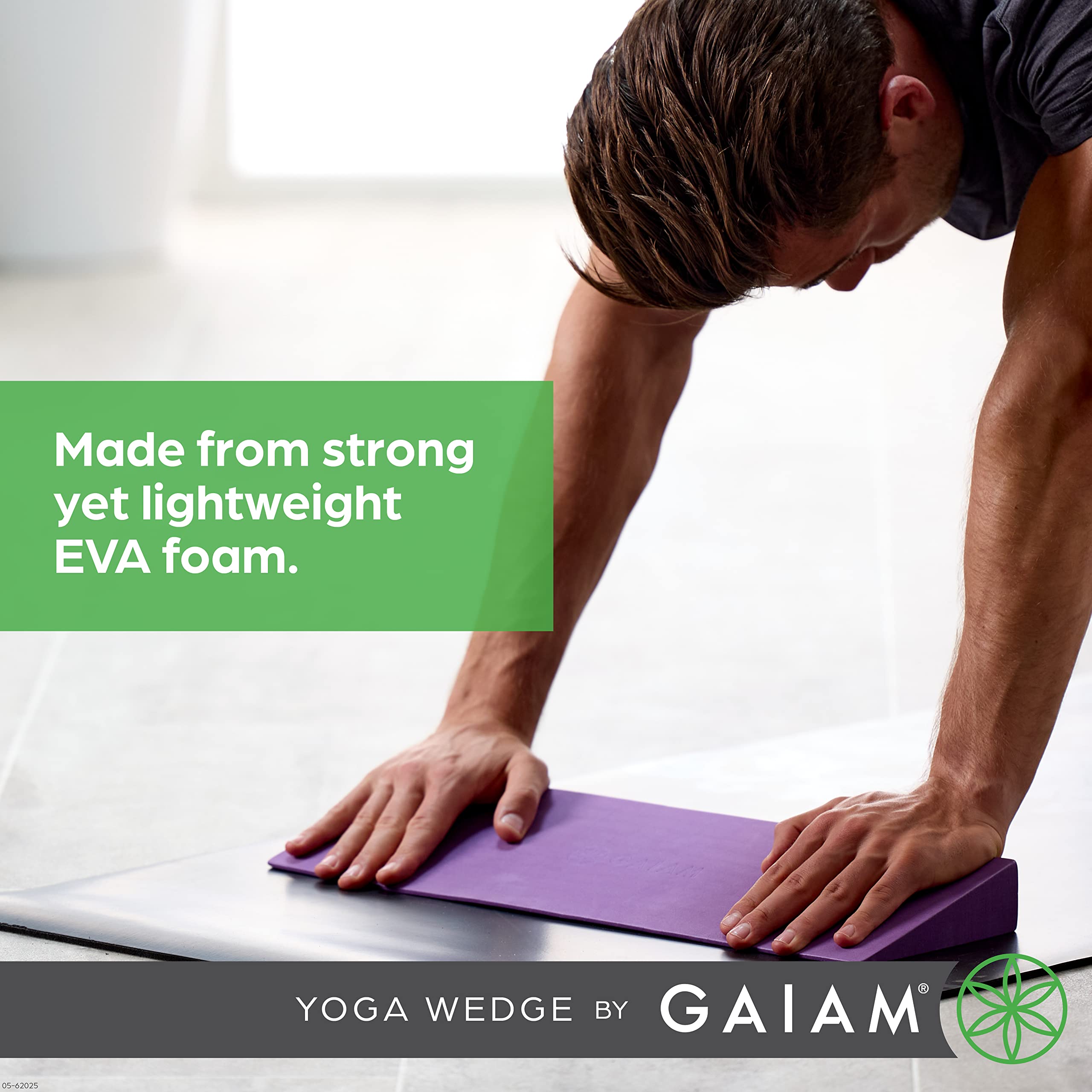 Gaiam Yoga Block Wedge - Lightweight Eva Foam - Yoga Wedge For Wrist And Lower Back Support - Slant Board For Comfortable Yoga P