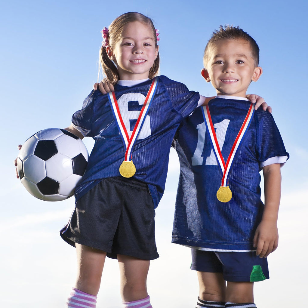Juvale 12 Pack Gold Winning Participation Medal Awards For Contests With Neck Ribbon For Sports, Competitions, Tournaments, Spel