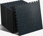 SUPERJARE 0.56 Thick 24 Pcs 96 Sq Ft Rubber Top Exercise Equipment Mats, High Density EVA Foam Mats with Rubber Top, Interlock