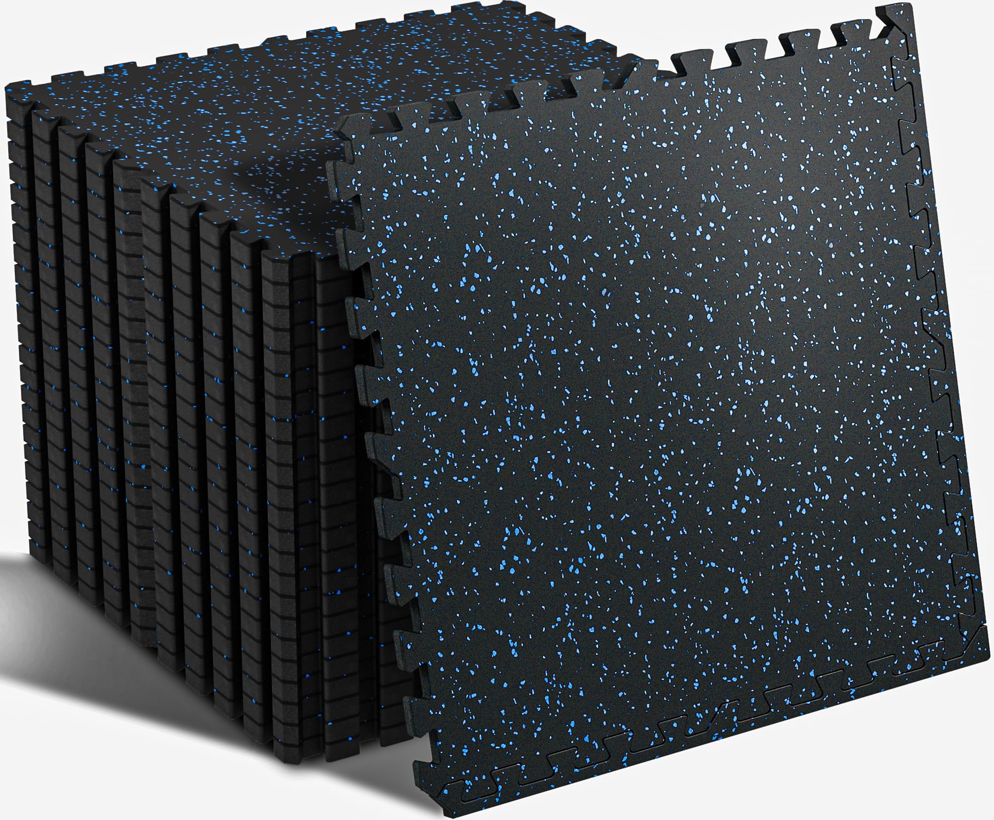 SUPERJARE 0.56 Thick 24 Pcs 96 Sq Ft Rubber Top Exercise Equipment Mats, High Density EVA Foam Mats with Rubber Top, Interlock