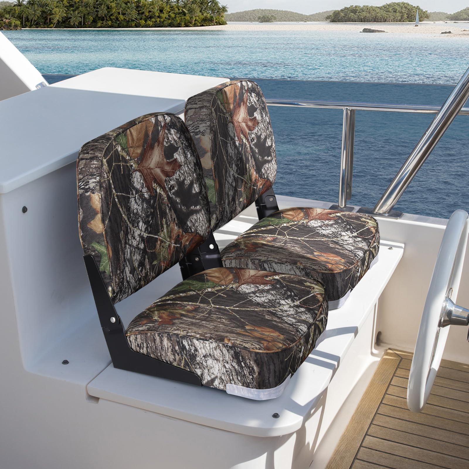 Leader Accessories A Pair Of Camo Folding Fishing Boat Seat 2 Seats (Camo)
