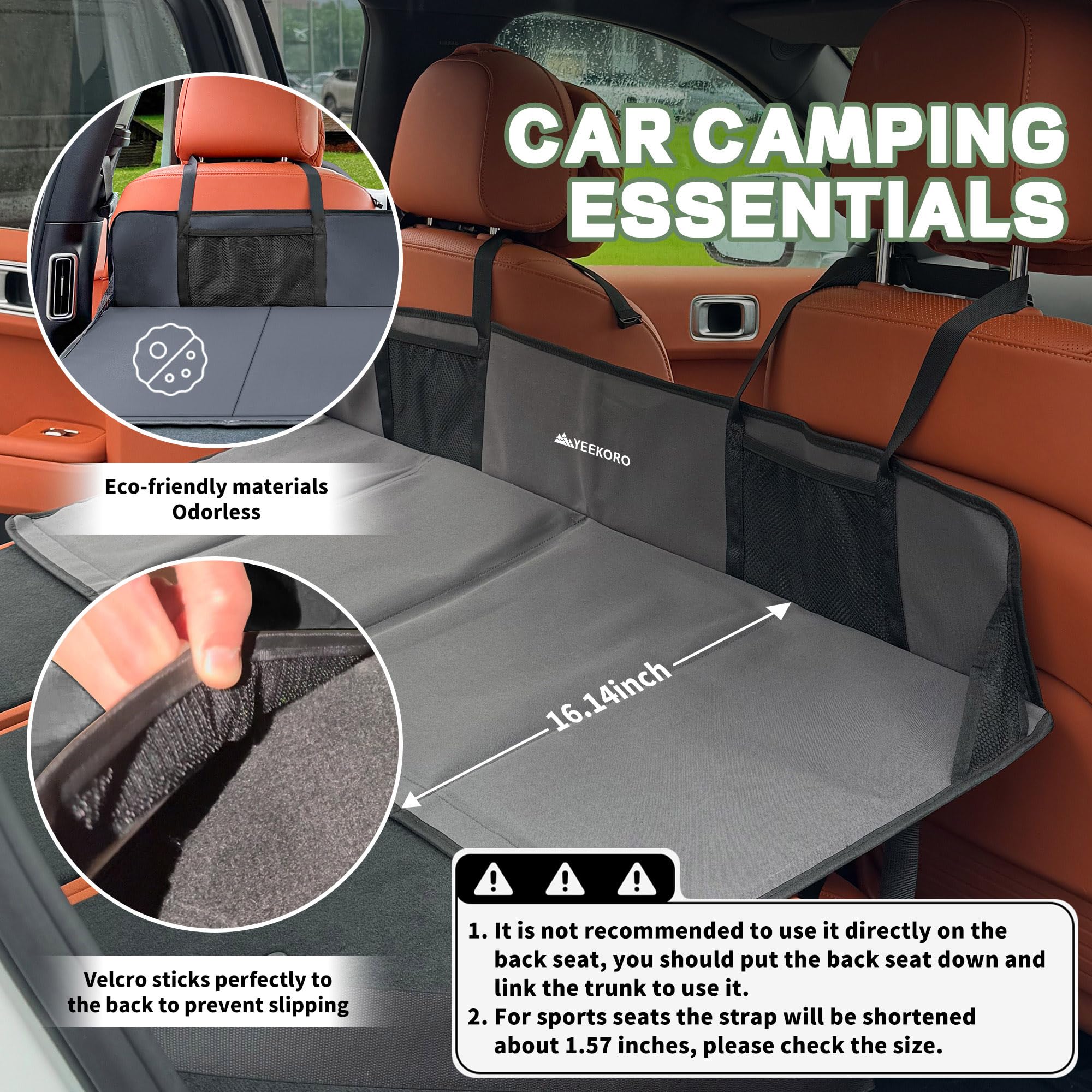 Yeekoro Car Rear Seat Mattress Extension Plate, Foldable Car Back Seat Extender,Portable Mattress For Sleeping, Increase Travel