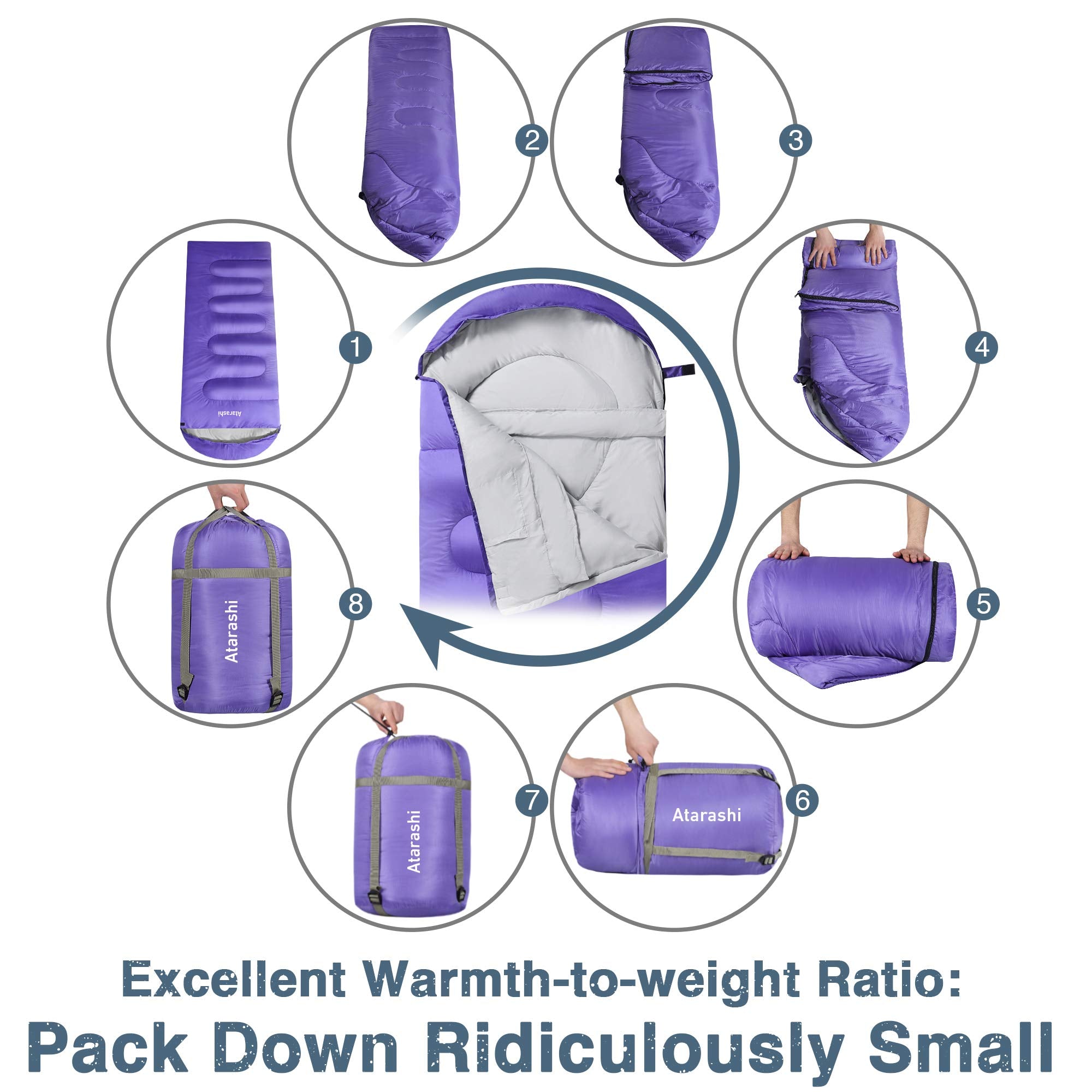 Atarashi Wide Sleeping Bags For Adults, Womens Sleeping Bags For Camping, Hiking And Outdoors, 3-4 Seasons Warm Cold Weather, Li