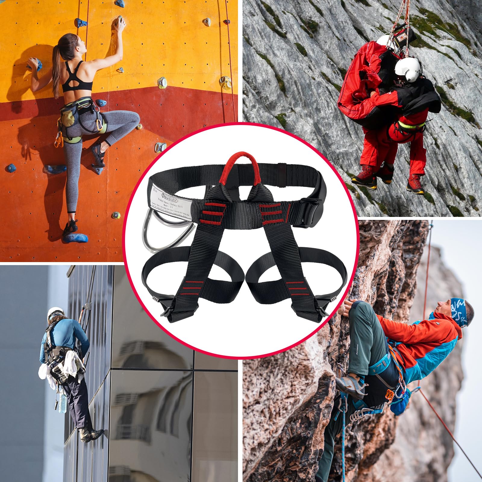 Newdoar Adjustable Thickness Climbing Harness,Ce Certification Wider Half Body Harness For Rock Rappelling Fire Rescuing Tree Cl