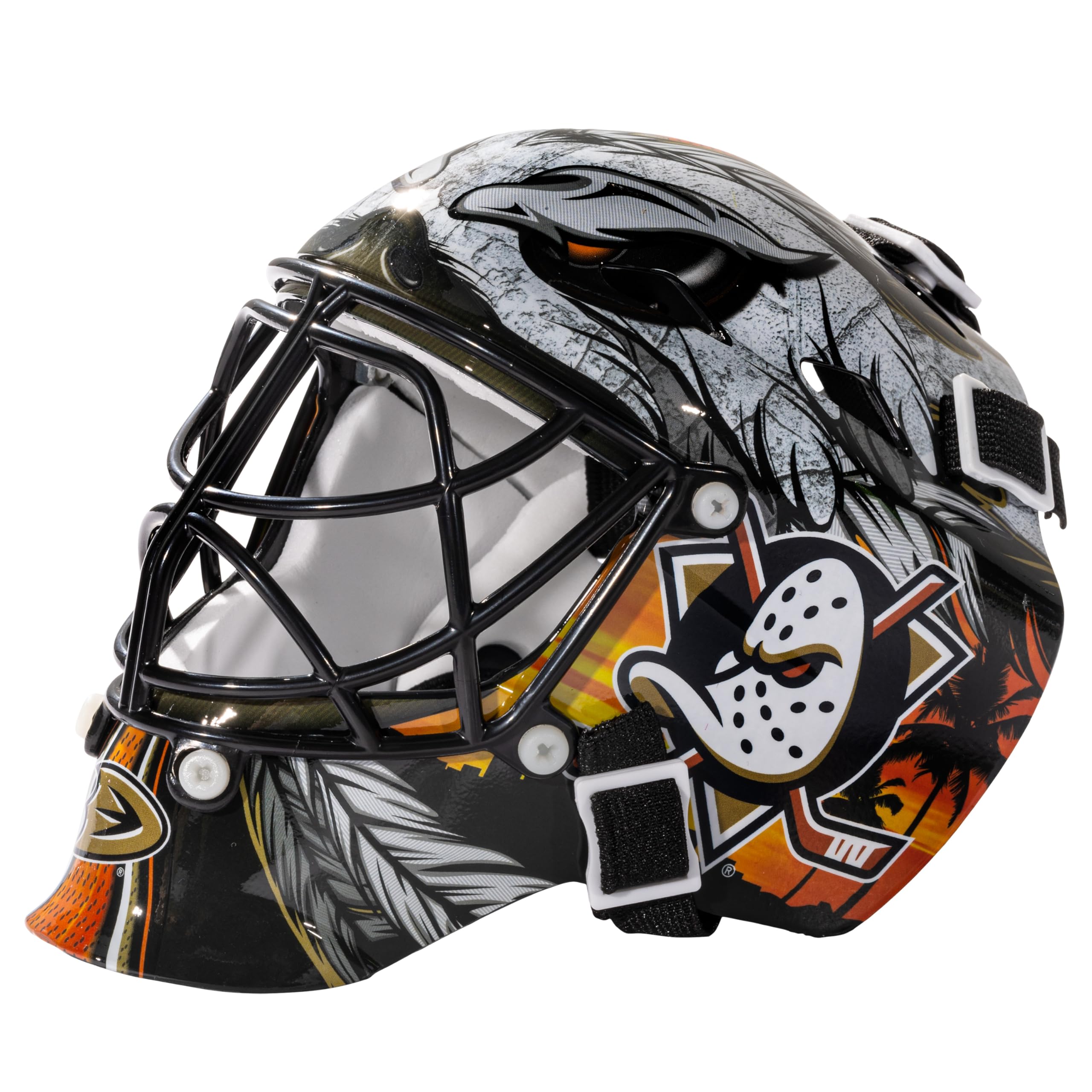 Franklin Sports Anaheim Ducks Nhl Team Logo Mini Hockey Goalie Mask With Case - Collectible Goalie Mask With Official Nhl Logos