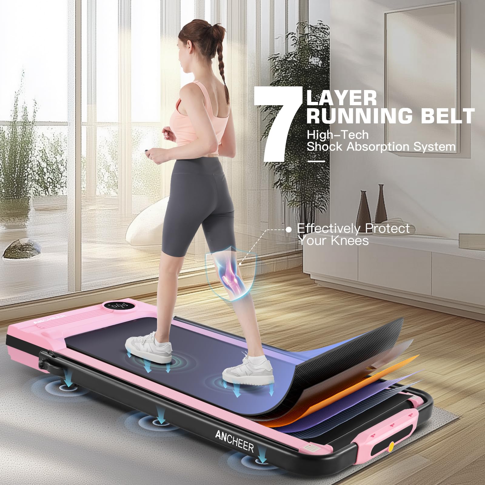 Ancheer Treadmill-Walking Pad-Under Desk Treadmill-4 In 1 Folding Treadmill-Treadmills For Home-Walking Pad Treadmill With Incli