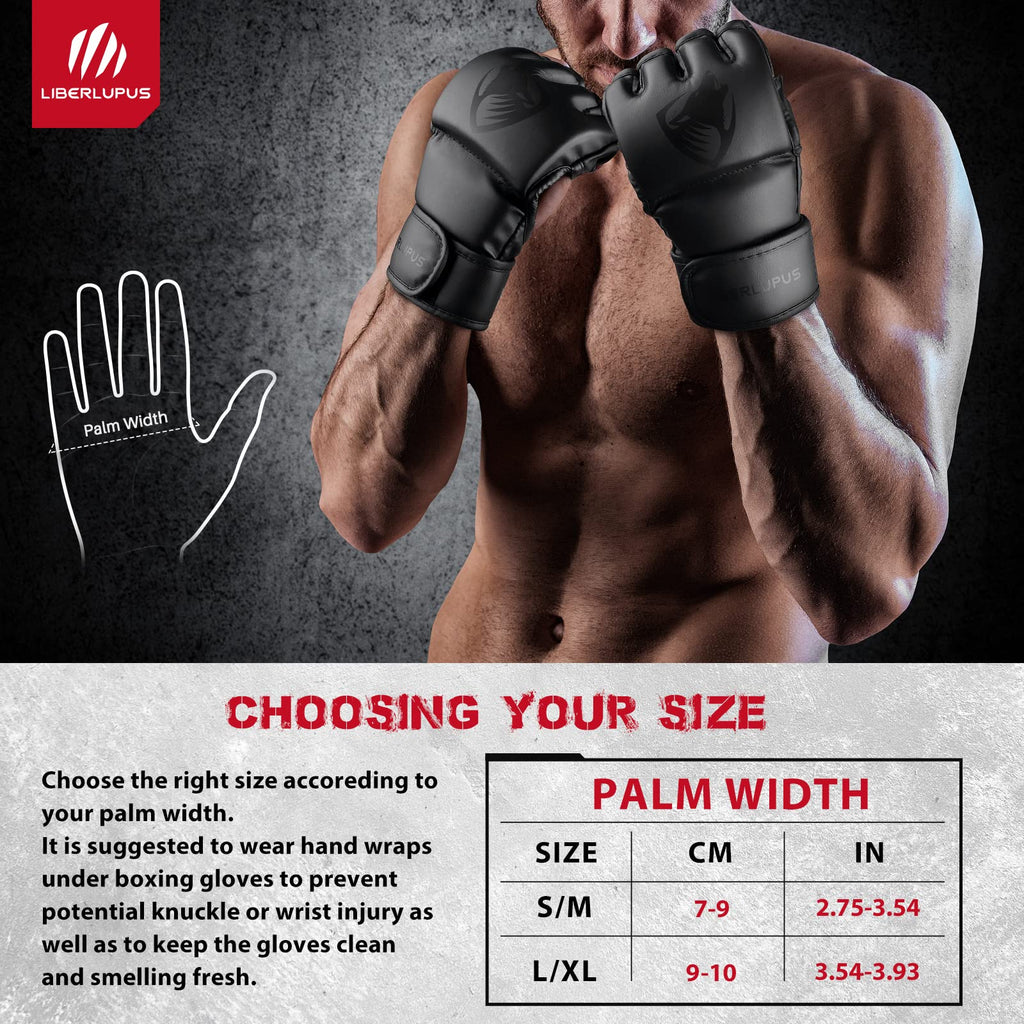 LIBERLUPUS MMA Gloves Sparring for Men- Open Palm Training Gloves for Grappling, Kickboxing, Muay Thai, Youth Self-Defense, Heav