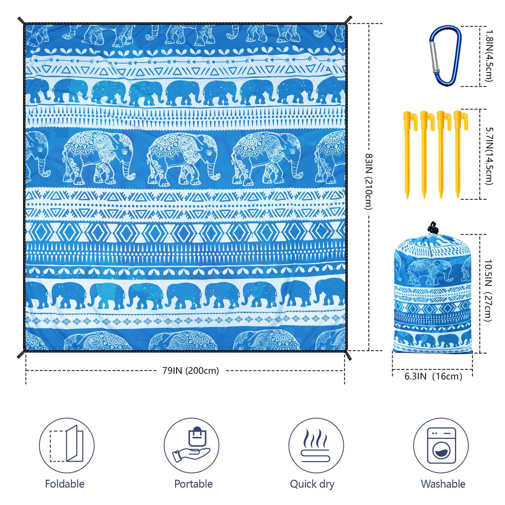 Aisparky Beach Blanket Waterproof Sandproof, Oversized Large Beach Mat 79 X 83/120X108 For 1-8 Adults, Quick Drying&Compact&Ligh
