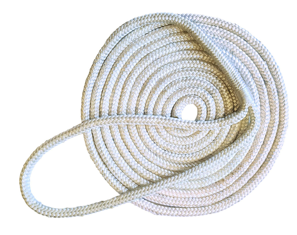 Tommy Docks 15 Ft Dock Line With 4,400 Lb Break Strength - 3/8 In Thick Double Braided Nylon Marine Rope Accessory - 12 In Eye S